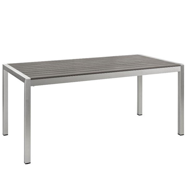 Modway Shore Outdoor Patio Aluminum Dining Table, Silver and Gray EEI-2251-SLV-GRY